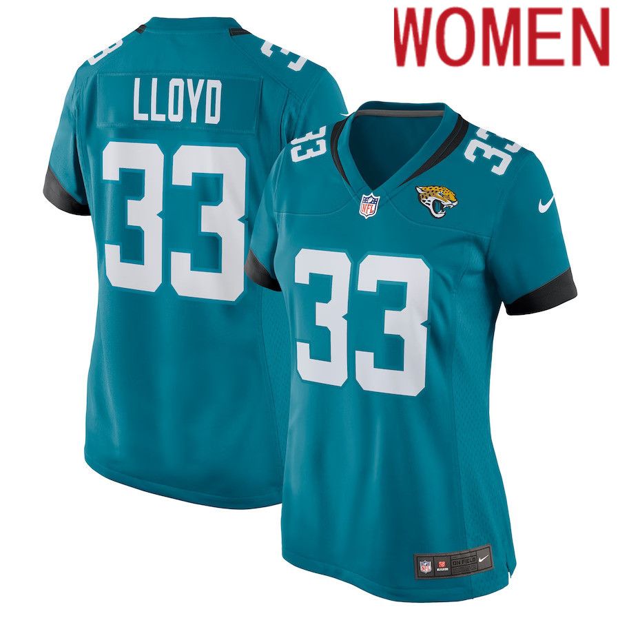 Women Jacksonville Jaguars #33 Devin Lloyd Nike Teal Player Game NFL Jersey->women nfl jersey->Women Jersey